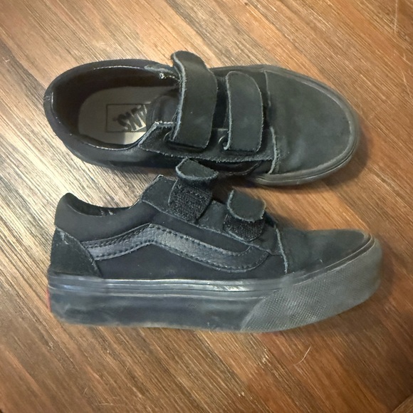 Kids Black Vans Velcro Sneakers, size 12 - Picture 1 of 8
